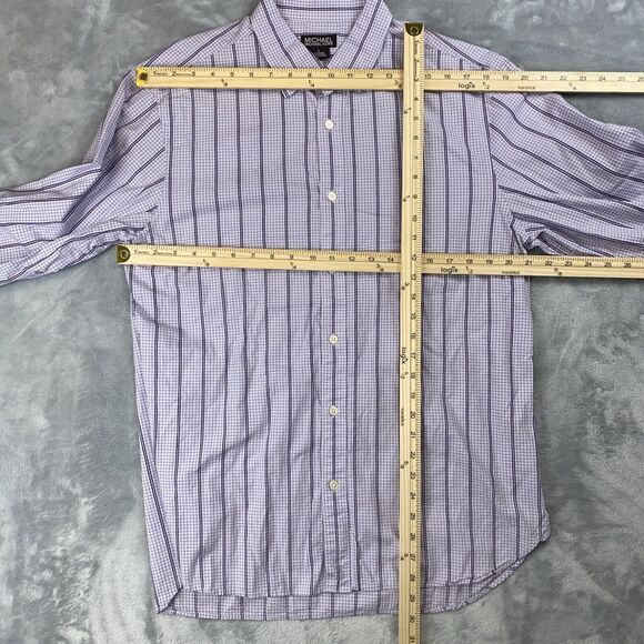 Michael Kors Button Up Dress Shirt Mens Lilac Purple Check Striped (15.5) 32/33 - Picture 3 of 7